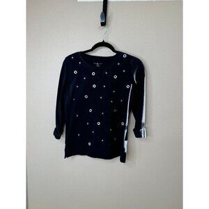 Karen Scott Sport Women's Black Grommet Sweatshirt size X-small‎ long sleeve